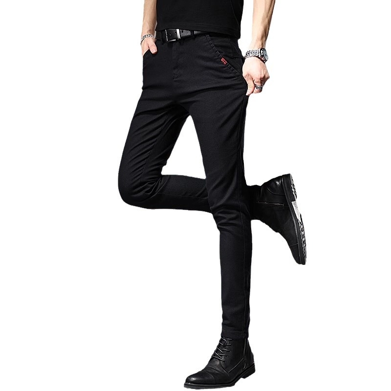 Muške crne traperice s fleece podstavom za zimu, elastične, visoke kvalitete, poslovno-casual slim-fit