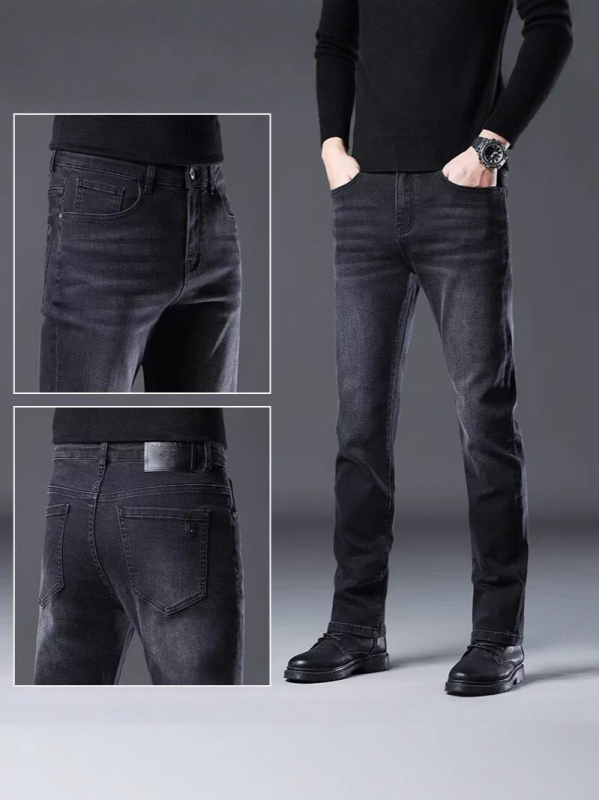 Muške traperice s uskim krojem, zip, pamuk denim, super elastične, dekorativno šivanje na džepovima