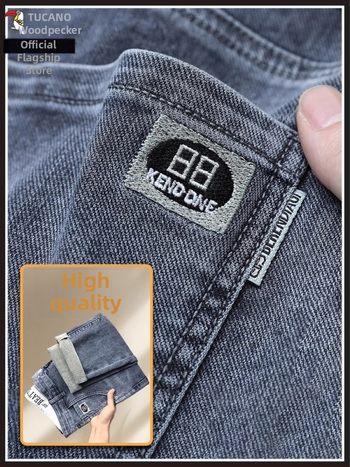 Vyriski džinsai – Tapered kirpimas, vidutinio aukščio juosmuo, džinsinis audinys su elastanu, Tucano/Woodpecker