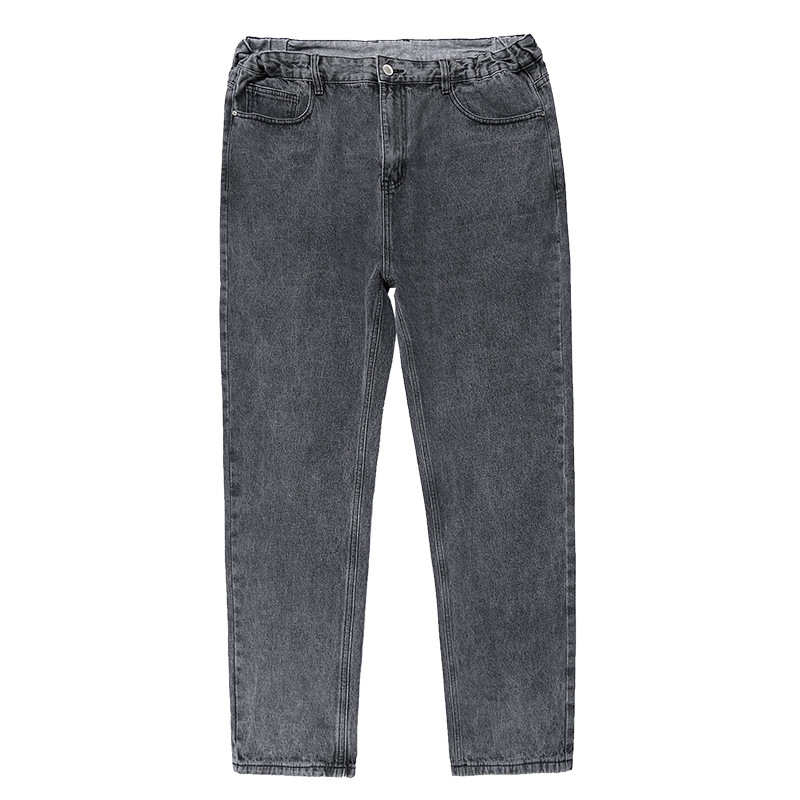 Blugi bărbați din bumbac, croială lejeră, drept, talie înaltă, pentru purtare zilnică