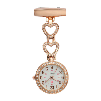 Ceas de asistentă medicală cu ace luminoase - Mișcare quartz (Japan Miyota) - rezistență la apă 10 m - cadran în formă de inimă - carcasă din oțel inoxidabil