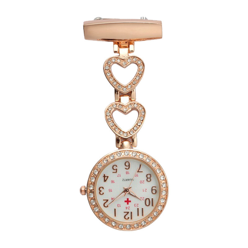 Ceas de asistentă medicală cu ace luminoase - Mișcare quartz (Japan Miyota) - rezistență la apă 10 m - cadran în formă de inimă - carcasă din oțel inoxidabil