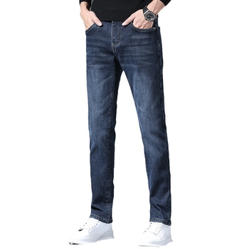 Muške traperice za proljeće i jesen, slim straight kroj, elastične, casual, s izvezenim motivom