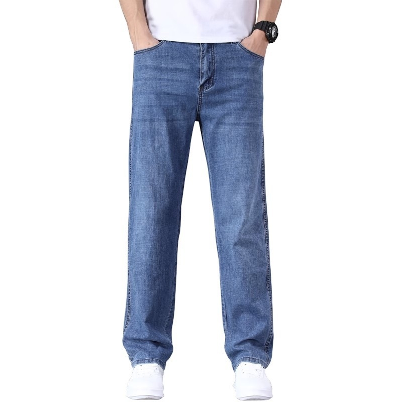 Muške traperice ravnog kroja, opuštena kroj, s fleece podstavom, debeli denim za jesen-zimu 2023, casual široki stil, plus veličina