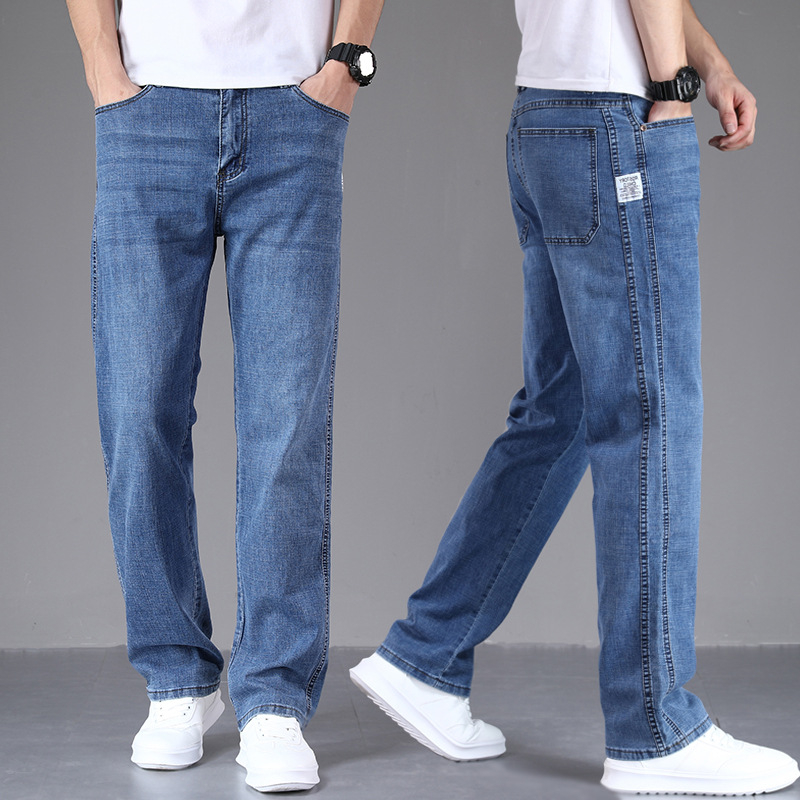 Muške traperice ravnog kroja, opuštena kroj, s fleece podstavom, debeli denim za jesen-zimu 2023, casual široki stil, plus veličina