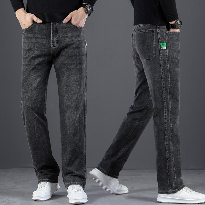 Muške traperice ravnog kroja, opuštena kroj, s fleece podstavom, debeli denim za jesen-zimu 2023, casual široki stil, plus veličina
