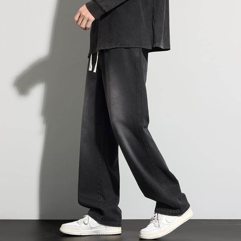 Muške traperice – ravni kroj, opušteni široki kroj, srednji pojas, tkanina modal-pamuk, mikroelastičnost