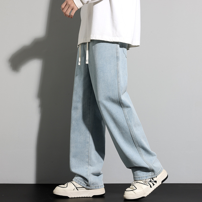 Muške traperice – ravni kroj, opušteni široki kroj, srednji pojas, tkanina modal-pamuk, mikroelastičnost