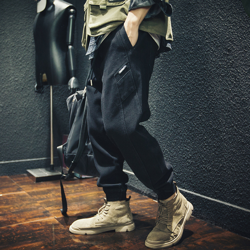 Jeans croiți larg, talie medie, bumbac, stil coreean de bază