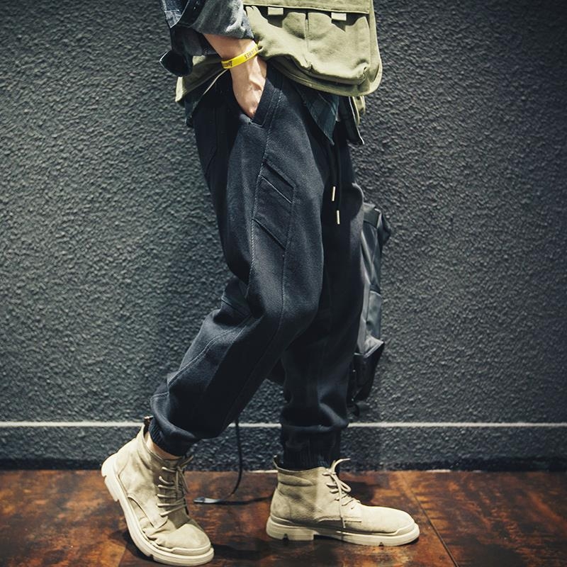 Jeans croiți larg, talie medie, bumbac, stil coreean de bază