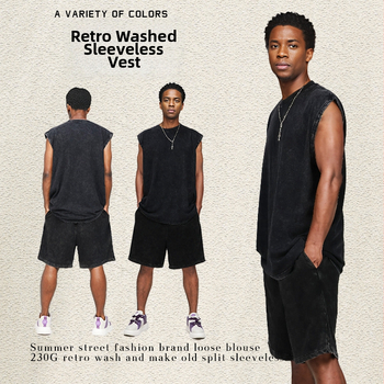 Bez piedurknēm kokvilnas veste, brīvā piegriezuma, batik tehnika, retro stils, apaļš gals