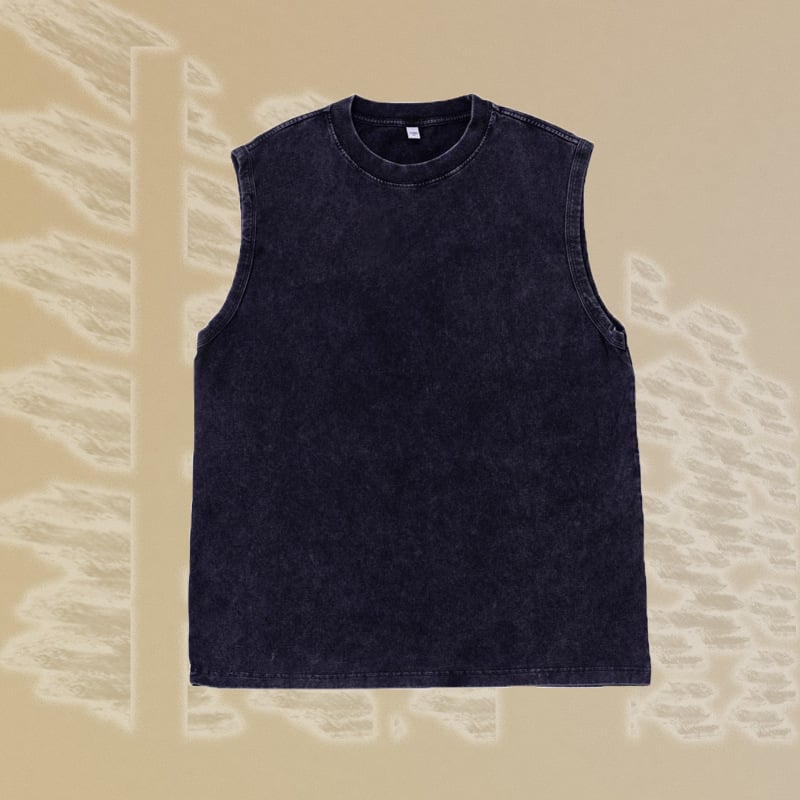 Bez piedurknēm kokvilnas veste, brīvā piegriezuma, batik tehnika, retro stils, apaļš gals