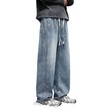 Jeansi bărbătești cu căptușeală fleece, groși, talie medie, croială dreaptă, căptuire de catifea pentru iarnă