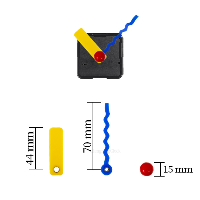 Безшумен кварцов механизъм за часовник със акрилни стрелки, DIY стенен часовник комплект, пластмасов корпус, дължини на осите 13–31 мм