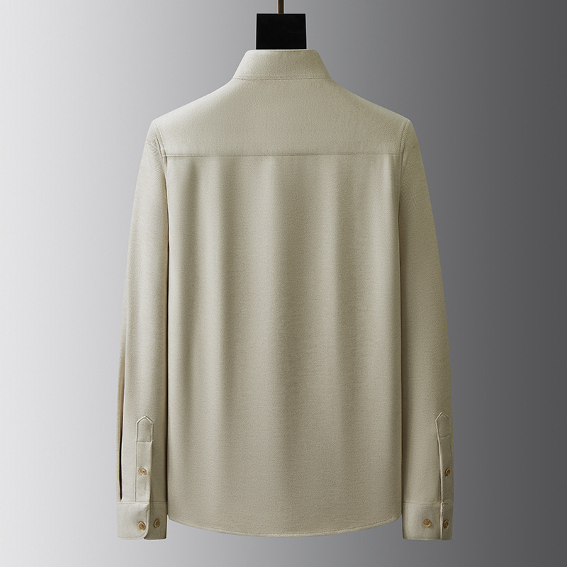 Vyrų marškiniai, siauras kirpimas, stovinti apykaklė, ilgos rankovės, viskozės/polisterio/spandekso mišinio audinys be lyginimo