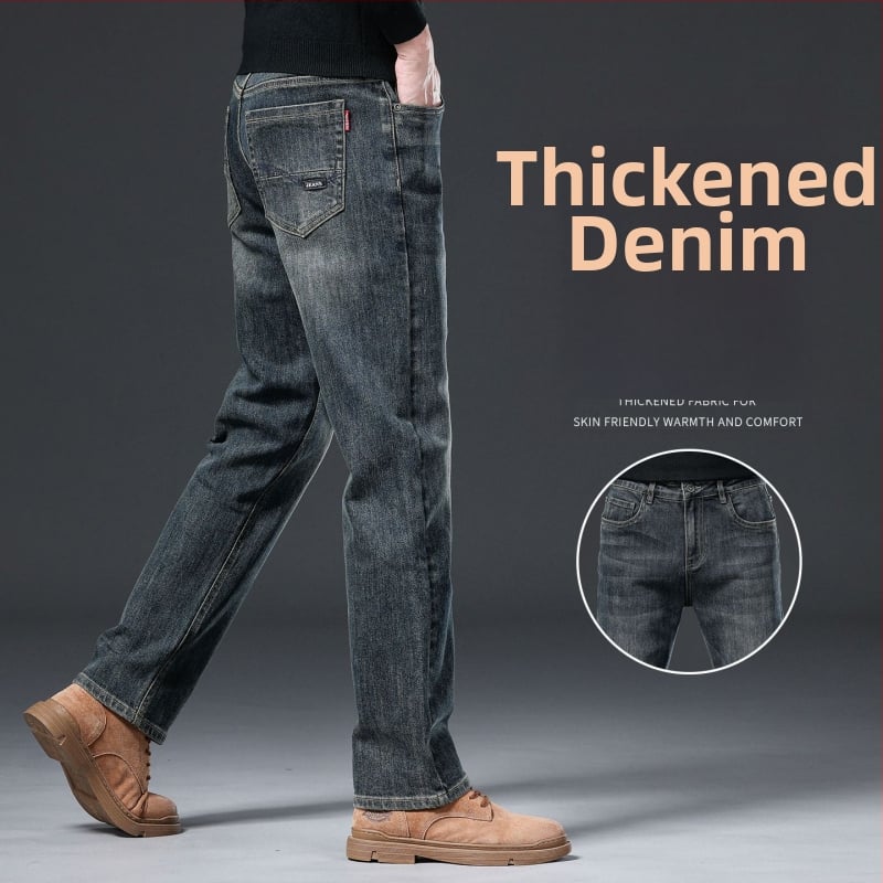 Meeste teksased - sirged sääred, fliisvooder, mikroelastsus, keskmine talje, kivipesu