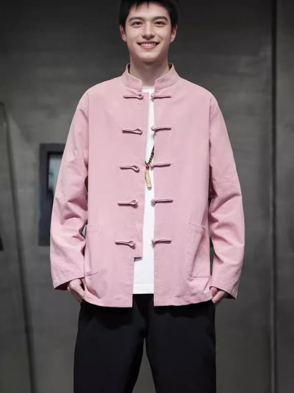 Ilgos rankovės marškiniai iš kanapių-pamato mišinio, Kinijos vėjo kardigano stilius, stovimas kaklas, 91–95% medvilnė