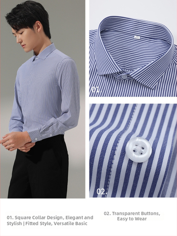 Meeste triibuline pikkade varrukatega särk, slim-fit lõige, bambuskiud, triikimata, kortsuvastane, masinpesu