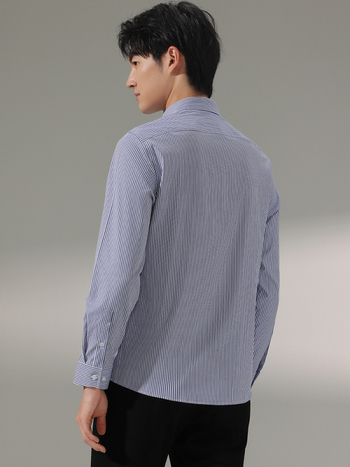 Meeste triibuline pikkade varrukatega särk, slim-fit lõige, bambuskiud, triikimata, kortsuvastane, masinpesu