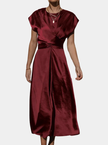 Сатенена безръкавна дълга рокля с флорален принт, А-линиен силует, U-образно деколте, еластична талия