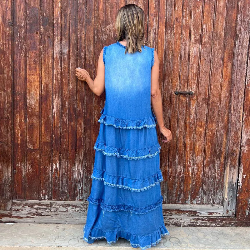 Рокля - V-образно деколте, без ръкави, А-линия, кант по краищата, полиестер 95%+ плат