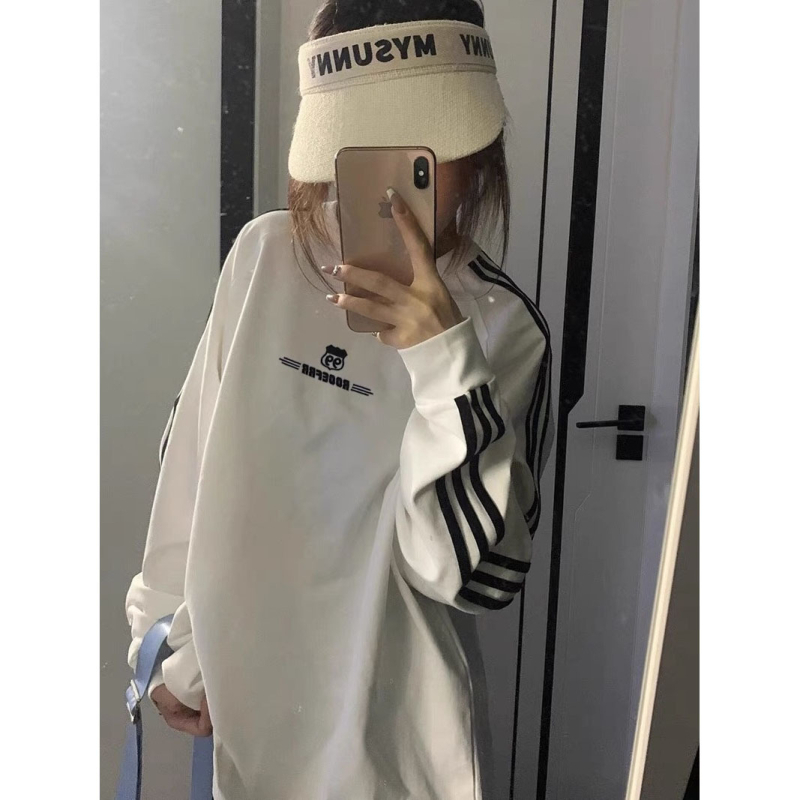 Prilagodljiva ženska duksa s okruglim izrezom, dugi rukavi, natpis slovima, opušten kroj, ulični hip-hop stil