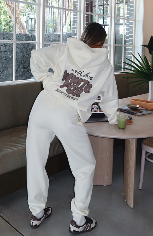 Ženski hoodie s kapuljom, print s tekstom, poliester, dugi rukavi, casual japansko-korejski stil