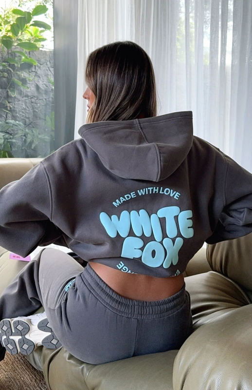 Ženski hoodie s kapuljom, print s tekstom, poliester, dugi rukavi, casual japansko-korejski stil