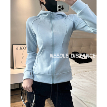 Γυναικείο Slim-Fit φούτερ-καρντγκάν με κουκούλα και φερμουάρ, κοντή γραμμή, μακριά μανίκια, πολυεστέρας, άνοιξη 2025
