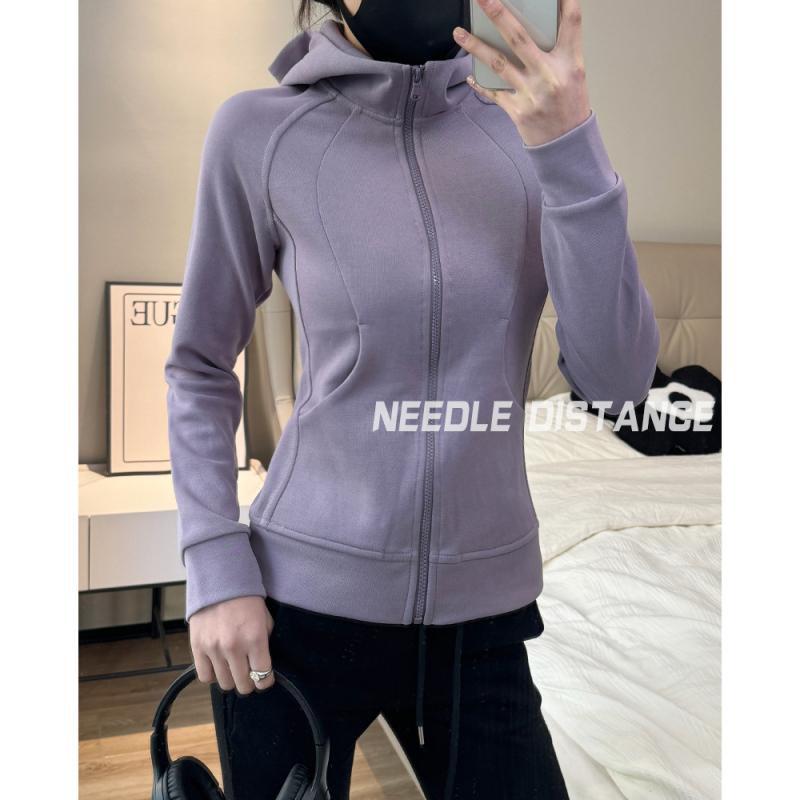 Γυναικείο Slim-Fit φούτερ-καρντγκάν με κουκούλα και φερμουάρ, κοντή γραμμή, μακριά μανίκια, πολυεστέρας, άνοιξη 2025