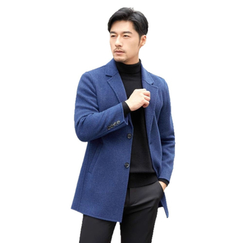 Палто от 100% вълна, двойно закопчаване, костюмна яка, подплата от истинска козина, градски зимен стил