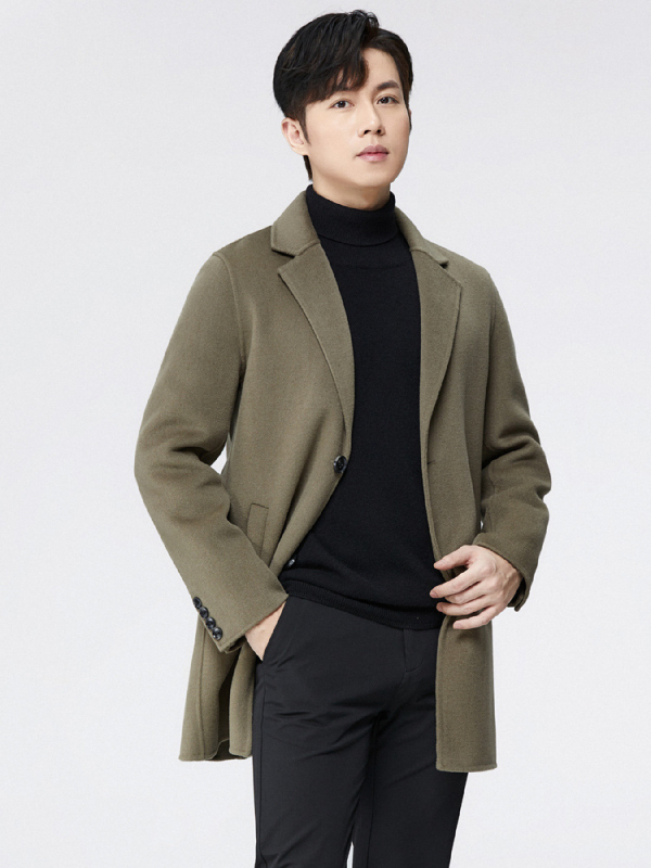 Палто от 100% вълна, двойно закопчаване, костюмна яка, подплата от истинска козина, градски зимен стил