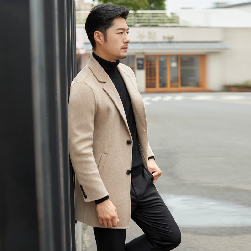 Палто от 100% вълна, двойно закопчаване, костюмна яка, подплата от истинска козина, градски зимен стил