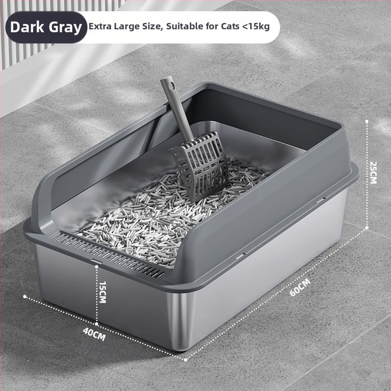 Macskaalmó tál, felső bejárattal, mélyített, magas kerítésű, fém-plasztik konstrukció, négyzetes forma