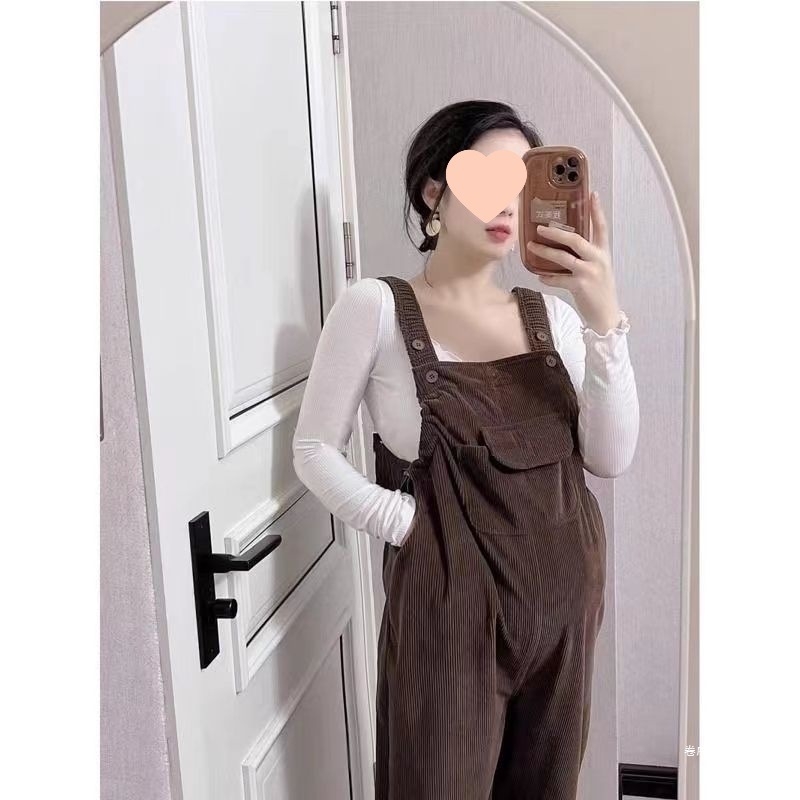 Бременски гащеризон с презрамки – свободна кройка, Chenille плат, спандекс <30%, подплатени с флис, панталони с дължина 3/4, двукомпонентен комплект