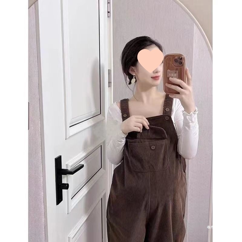 Бременски гащеризон с презрамки – свободна кройка, Chenille плат, спандекс <30%, подплатени с флис, панталони с дължина 3/4, двукомпонентен комплект