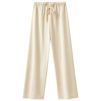 Панталони за бременни с широк крак и връзка за пристягане, есен 2025, полиестерен плат