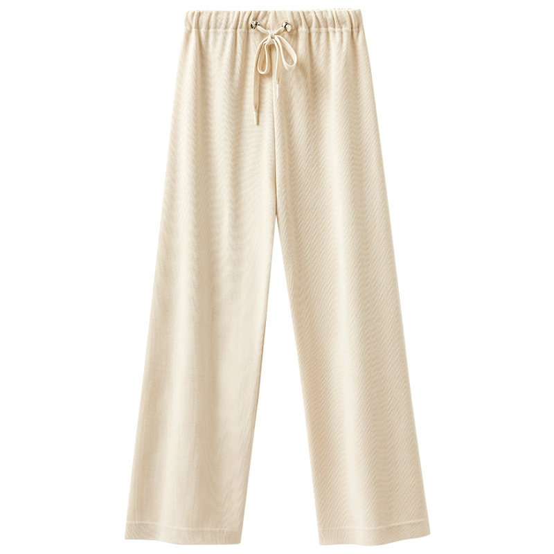 Панталони за бременни с широк крак и връзка за пристягане, есен 2025, полиестерен плат