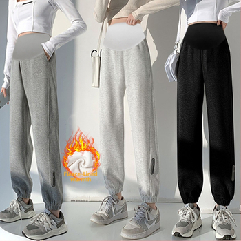 Бременски джогър панталони с подплата, свободен силует, средна дебелина, еластично тъкане, памук-полиестер с еластан и полиестер, опора за корема