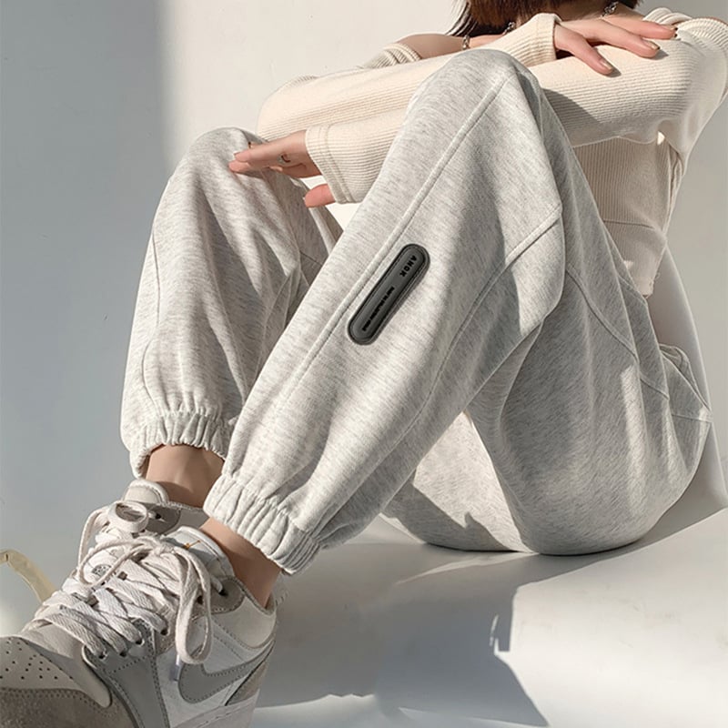 Бременски джогър панталони с подплата, свободен силует, средна дебелина, еластично тъкане, памук-полиестер с еластан и полиестер, опора за корема