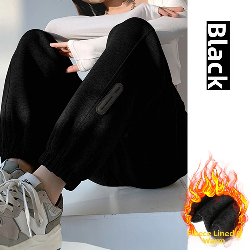 Бременски джогър панталони с подплата, свободен силует, средна дебелина, еластично тъкане, памук-полиестер с еластан и полиестер, опора за корема