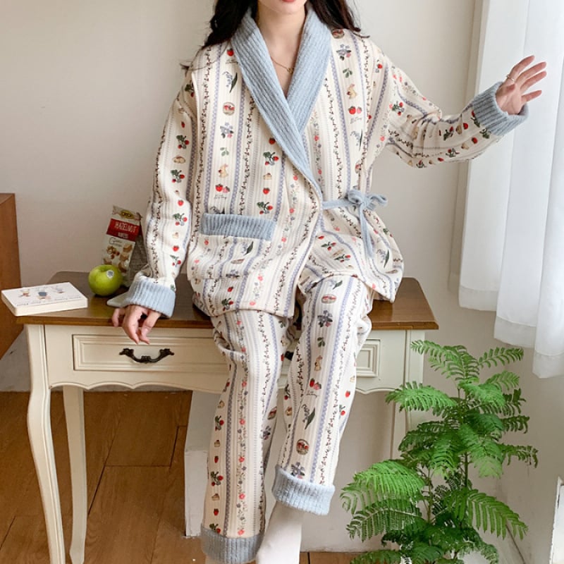 Тричастен майчин комплект пижами с кардиган за кърмене, въдушен памук, 100% полиестер, дълги ръкави, панталони, есен 2025