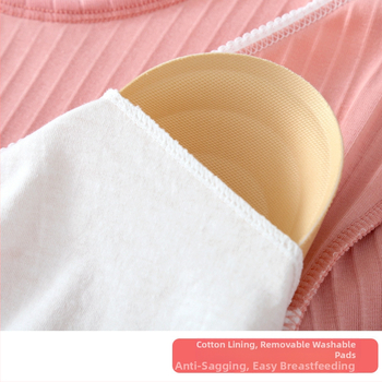 Пижамен комплект за майчинство и кърмене — дълъг ръкав горна част + панталони, 100% памук, кръгло деколте, достъп за кърмене, подходящ за зима, пролет и есен