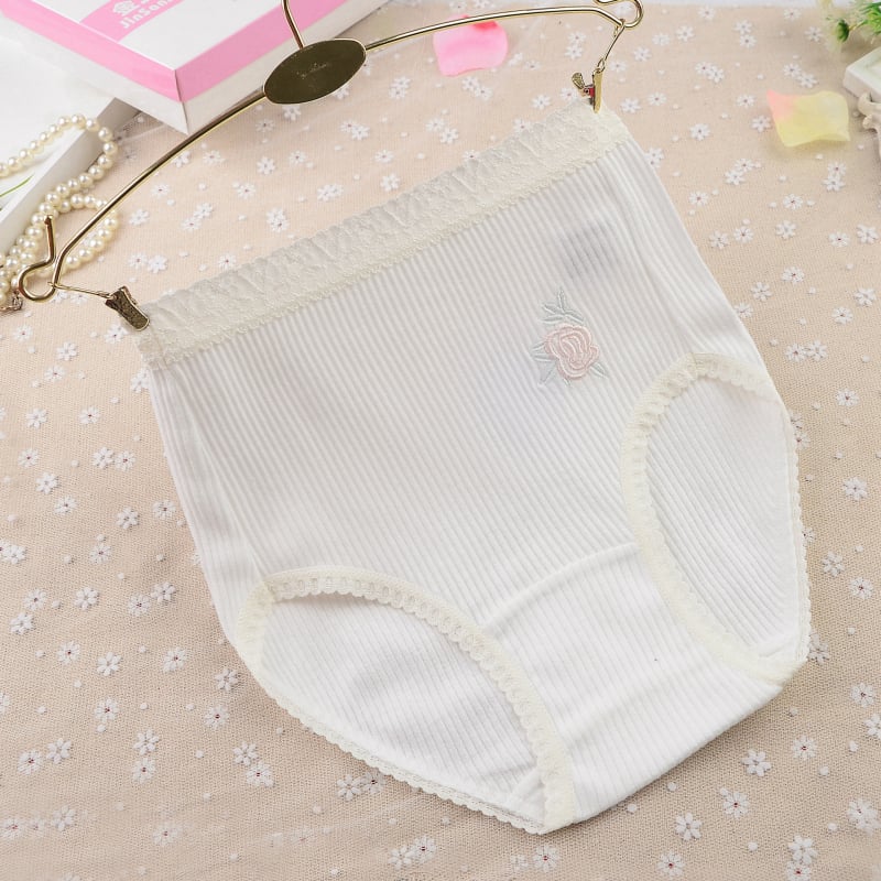 Памучни панталони за бременни с бродерия на цветя, висока талия, дишащи и попиват пот