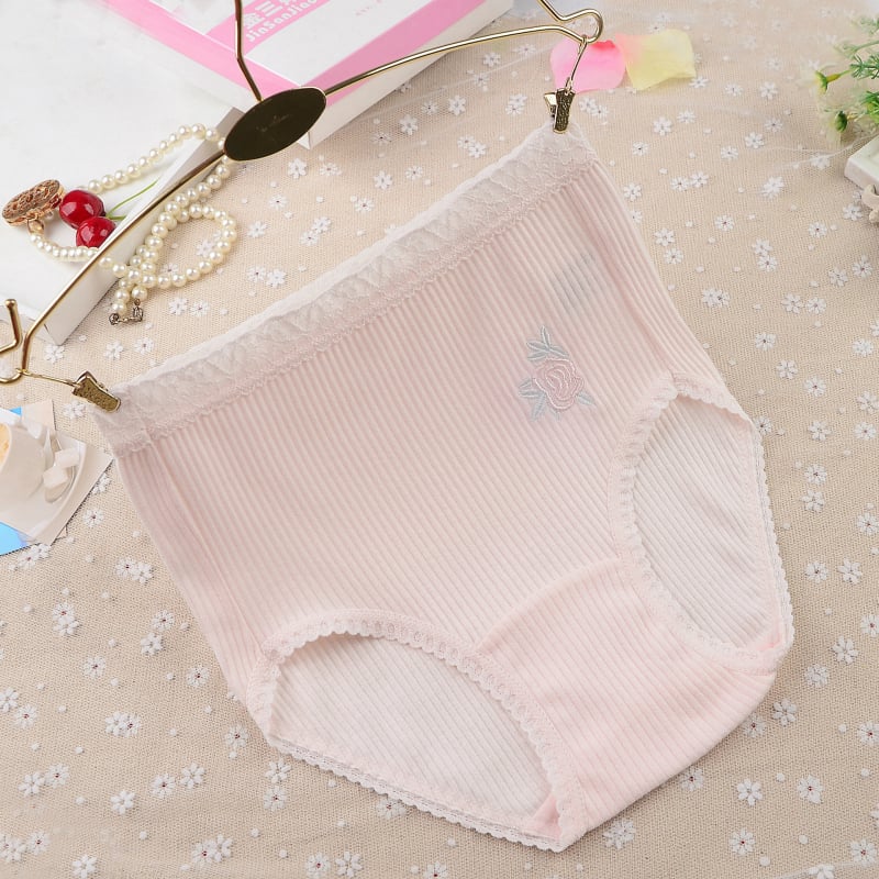 Памучни панталони за бременни с бродерия на цветя, висока талия, дишащи и попиват пот