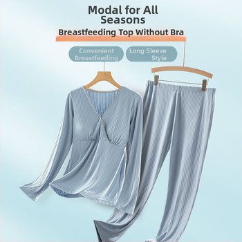 Grūtnieču laktācijas naktsveļa: garas piedurknes, pulovera stils, viskoze 90–95% (milksilk), vidējā blīvuma 181–200 g/m², piemērota visām sezonām.