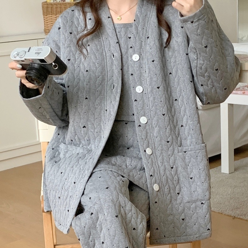 Māmiņu un zīdīšanas pidžamu komplekts no kokvilnas un poliesteres maisījuma, augu un ziedu raksts, garas piedurknes, bikses, zīdīšanas atvērums, rudens 2024