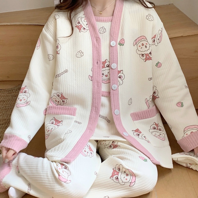 Māmiņu un zīdīšanas pidžamu komplekts no kokvilnas un poliesteres maisījuma, augu un ziedu raksts, garas piedurknes, bikses, zīdīšanas atvērums, rudens 2024