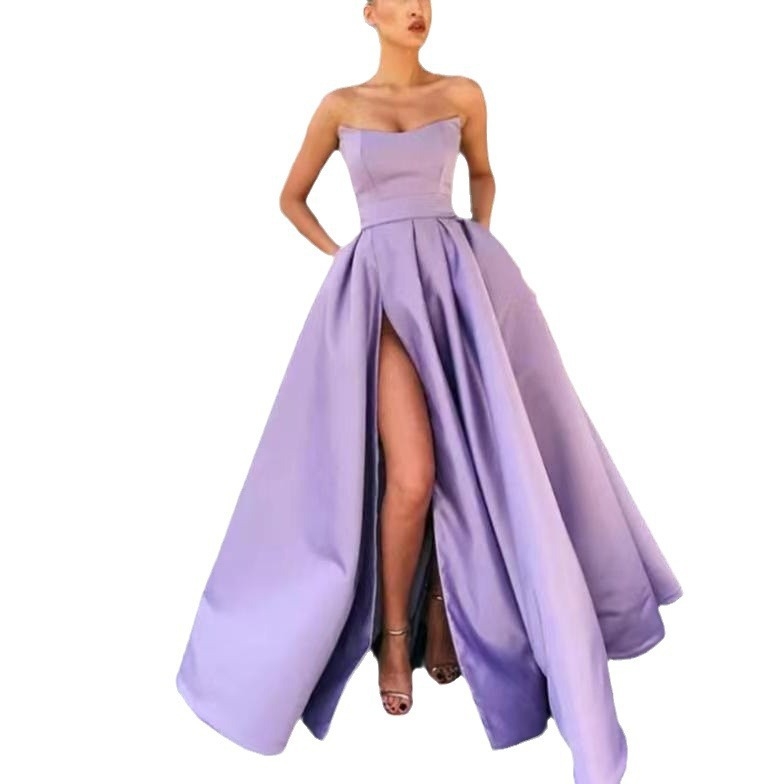 Вечерна рокля с плисирана кройка, полиестер, дълга пола, деколте тръбно горнище, без ръкави, талия средна, пролет 2026