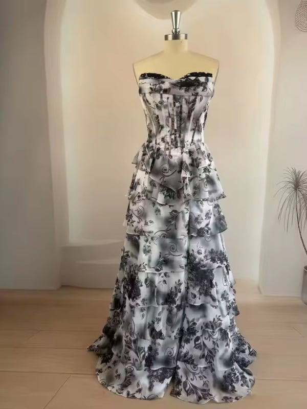 Вечерна рокля с полиестер, дълга, без презрамки, топ с тръбно деколте, висока талия (Полиестер; дълга; без презрамки; топ с тръбно деколте; висока талия)